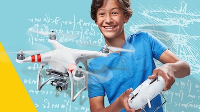 Boy flying aerial robot