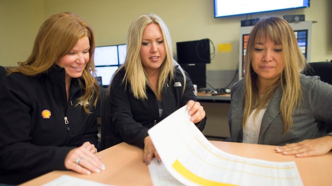 three ladies with some work