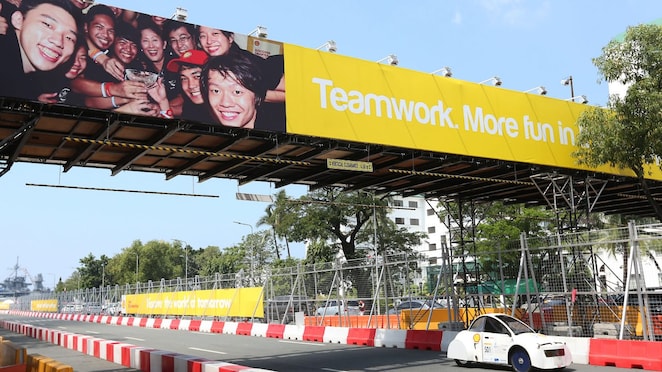 The Cikal ethanol, 501, a ethanol UrbanConcept vehicle from team Cikal ethanol at the Institut Teknologi Bandung in Bandung, Indonesia, on the track during day three of the Shell Eco-marathon Asia, in Manila, Philippines, Saturday, March 5, 2016