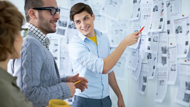 A man giving business presentation