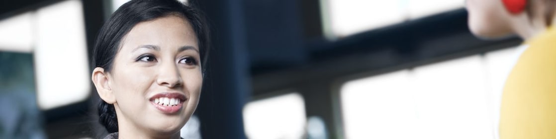 An HR representative talking to an employee