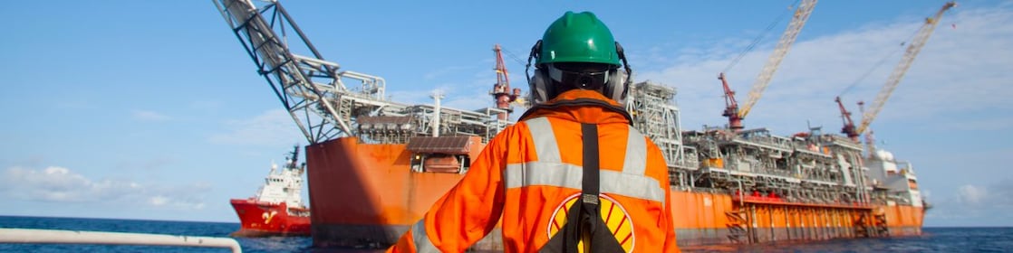 Shell employee viewing ship from long distance