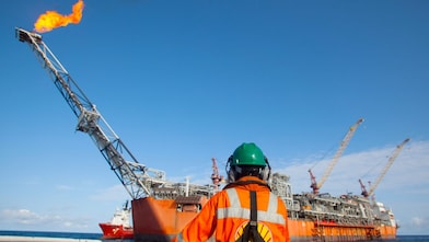 Shell employee viewing ship from long distance