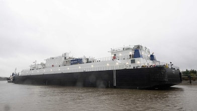 LNG bunker barge in the water