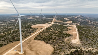wind turbines on West Texas landscape