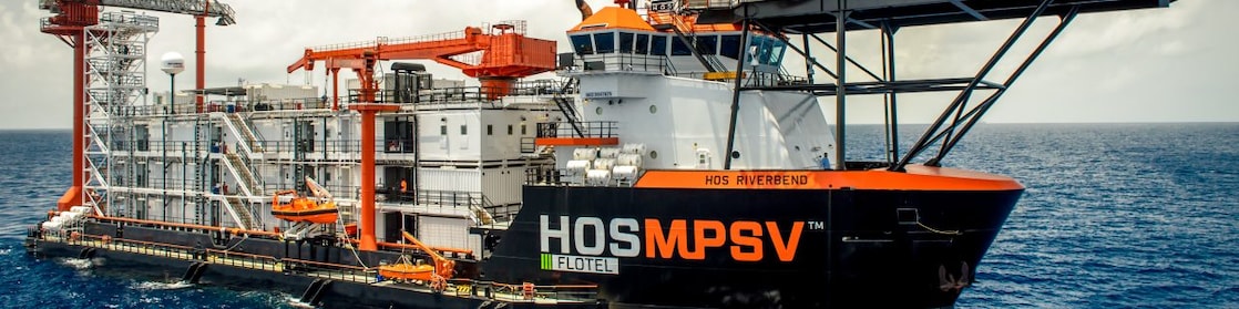 close-up side view of flotel vessel