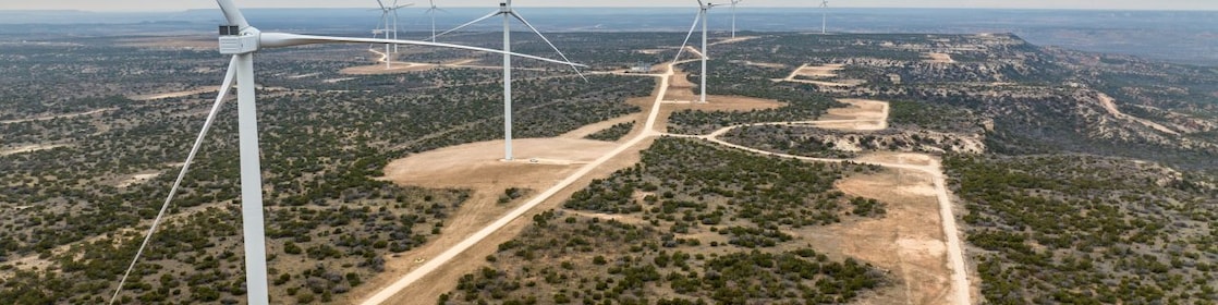 wind turbines on West Texas landscape