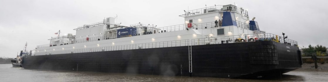 LNG bunker barge in the water