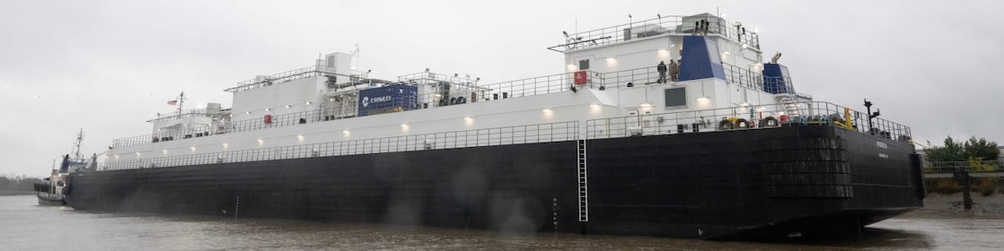 LNG bunker barge in the water