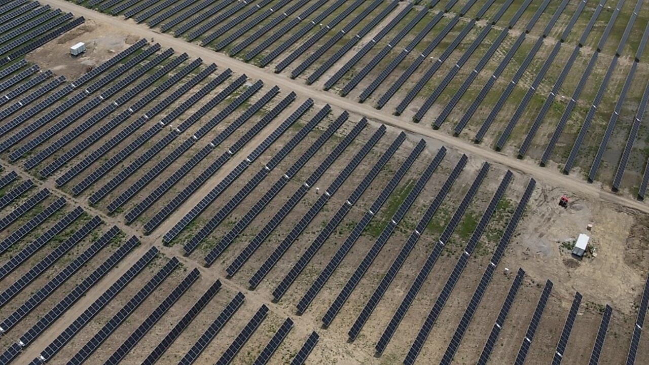 Overhead view of Madison Fields solar project.