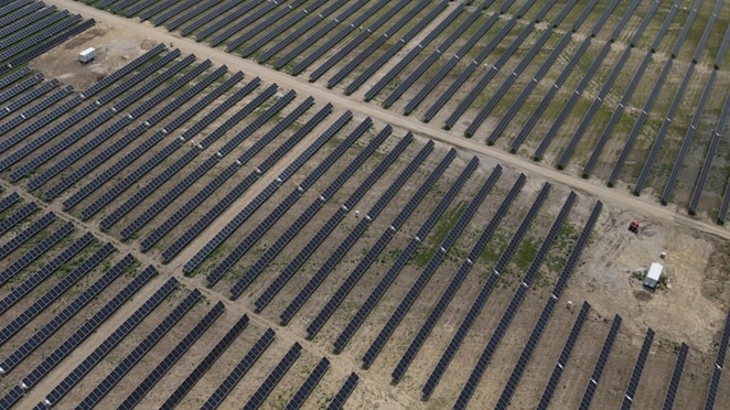 Overhead view of Madison Fields solar project.