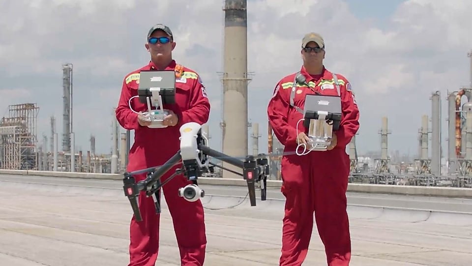 Shell employees launch drone at Deer Park
