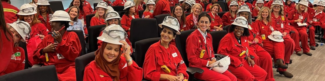 Room of Women Business Owners wearing Shell red PPE