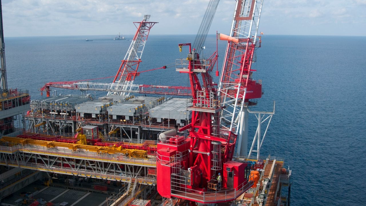 View looking north on the Olympus Tension lead Platform