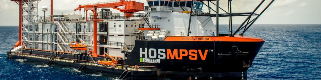 close-up side view of flotel vessel