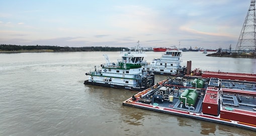 Towboat at dock in the channel