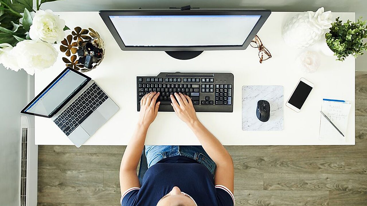 woman working on the laptop