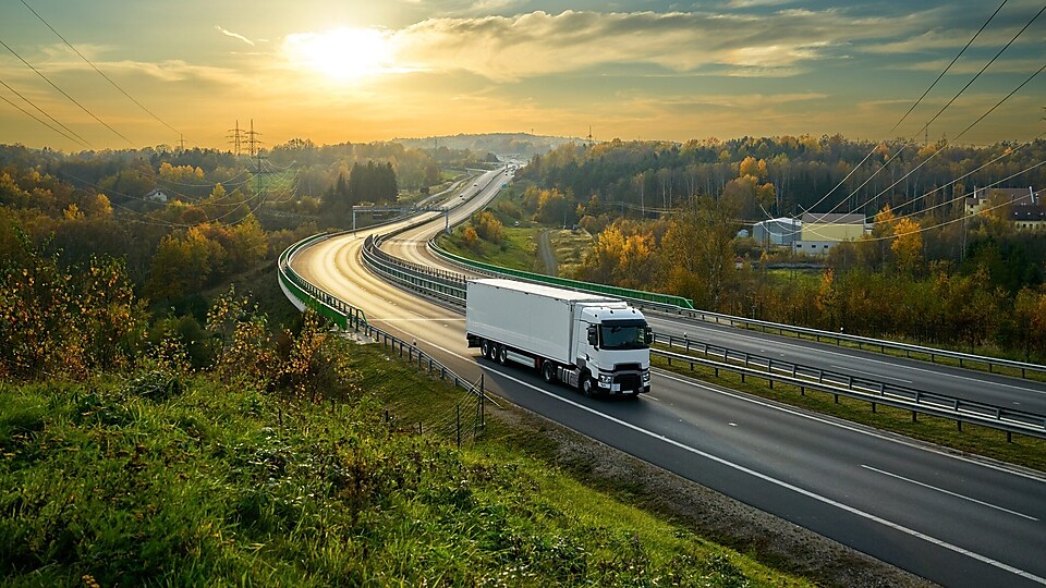 Trucks on remote highway