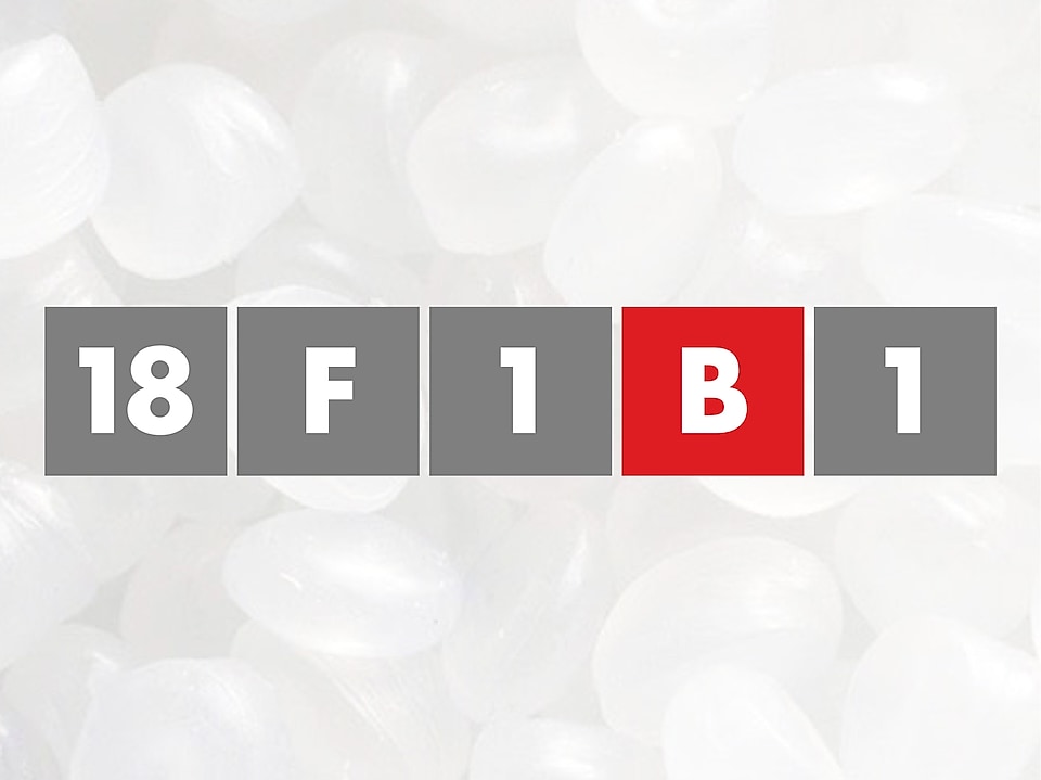 Graphic displaying “18F1B1.” “B” is highlighted in red.