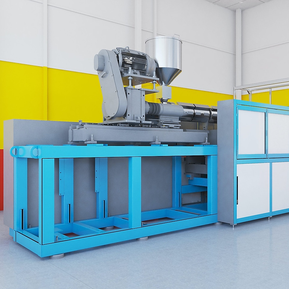 Digital rendering of hdpe and lldpe rotational molding equipment that our Polymer experts will work with customers on