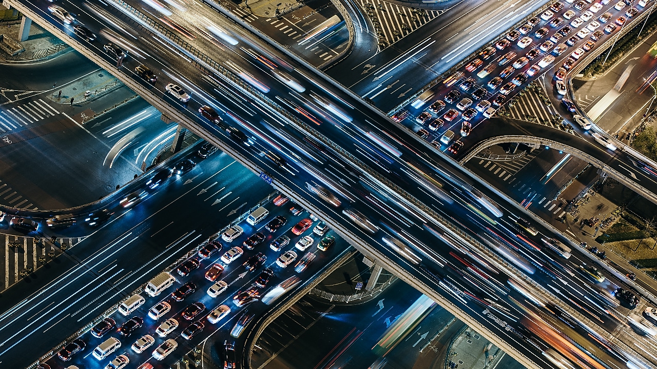 City lights and cars at night