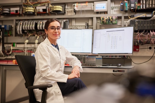 Female employee working inside the lab