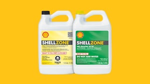 Lineup of the ShellZone coolant and antifreeze bottle developed to prevent corrosion and temperature extremes of engine coolant.