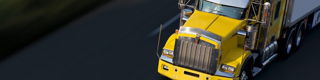 Truck driver driving on empty road
