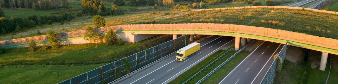 truck driving down highway