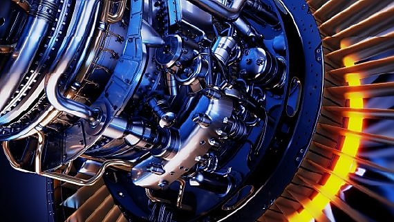 Image of cropped turbine unit with blue hue color