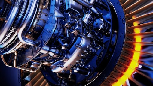 Image of cropped turbine unit with blue hue color