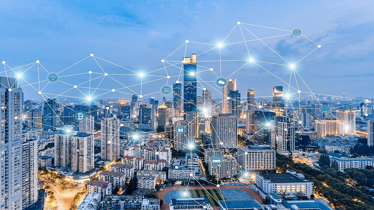 Image depicting data centers connected to network showing various industries