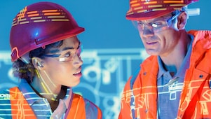 Shell Construction workers and drawing sheets