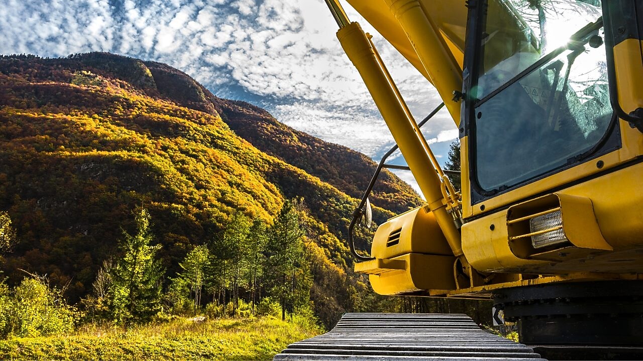 Tractor on a mountain