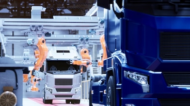 Truck on production line