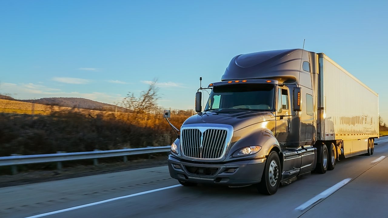 American lorry on the road