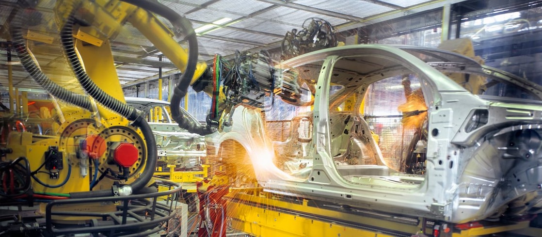 Factory workers in auto components plant