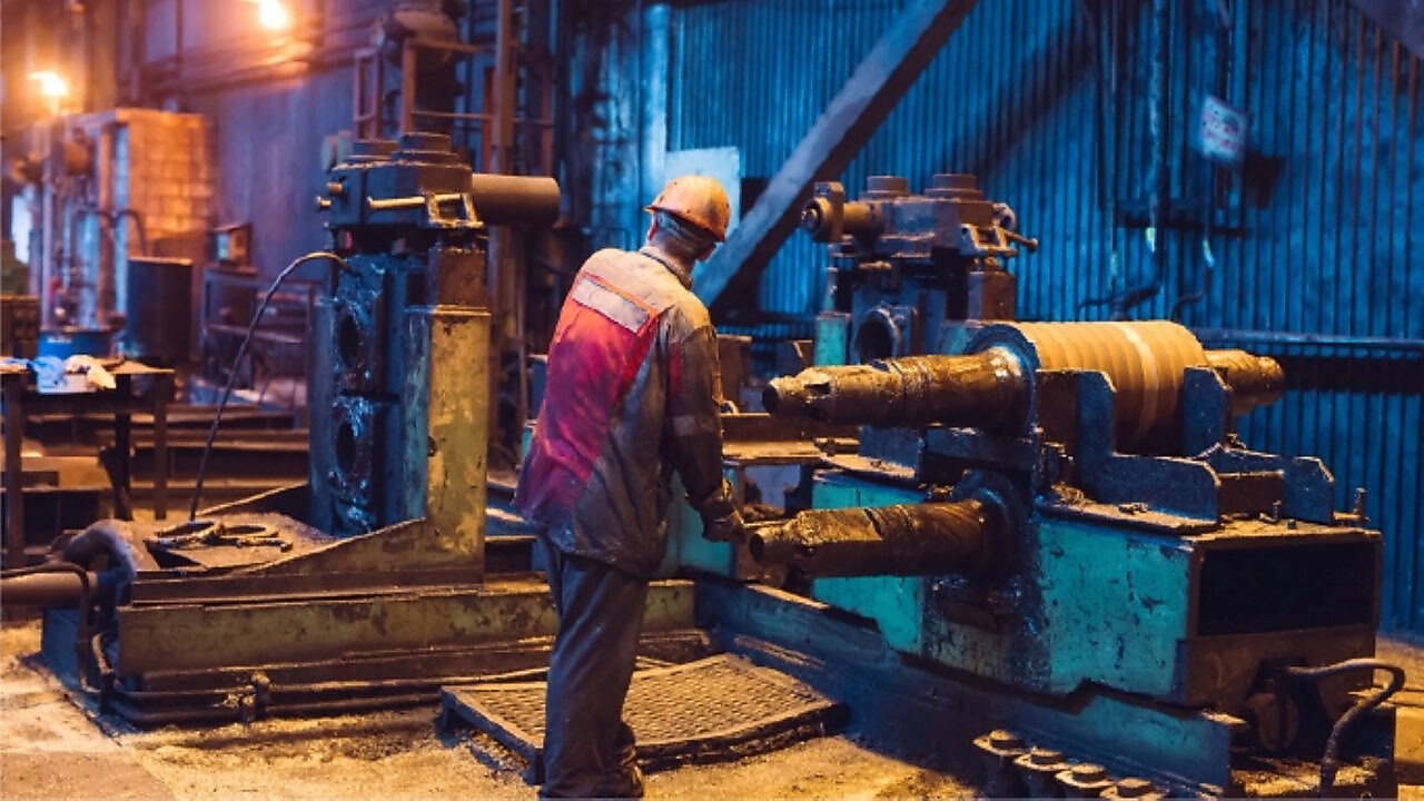 Oil bottles at a plant being filled