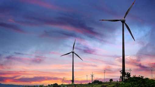 Wind turbinesat sunset