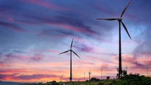 Wind turbinesat sunset