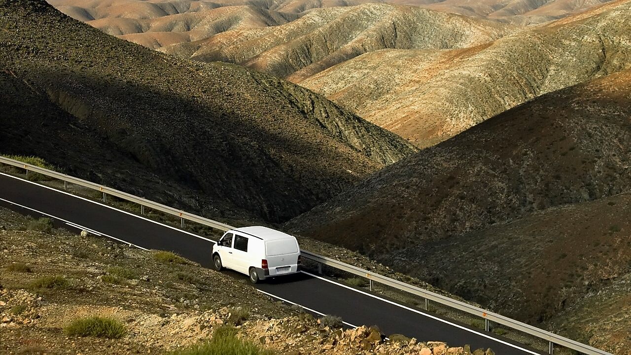 Fleet truck driving on a highway