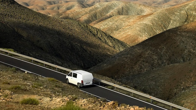 Fleet truck driving on a highway