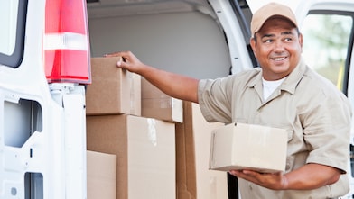 Delivery driver with boxes