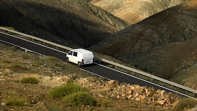 Fleet van driving on a highway