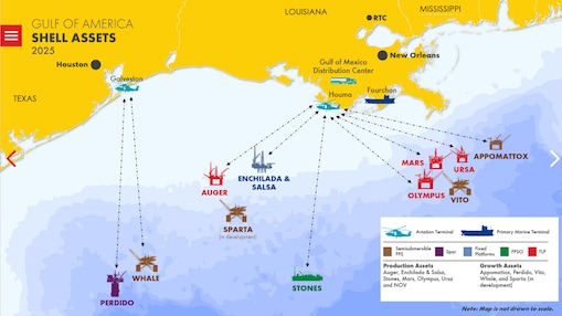 Shell operated assets map