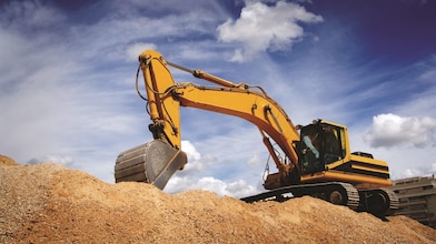 Bulldozer digging road