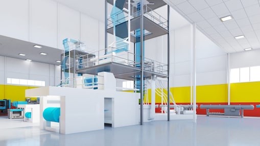 Digital renderings of the blown film extrusion lines in Shell Polymers’ application hall