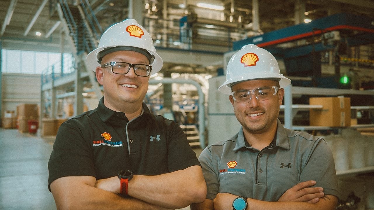 Two Shell Polymers employees in hardhats