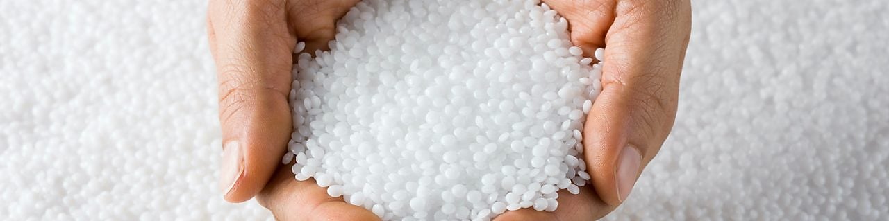 Polyethylene resin in hand