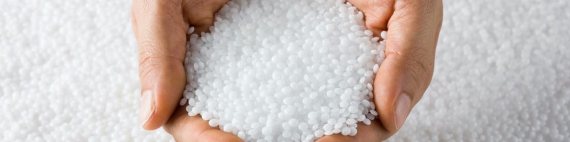 Polyethylene resin in hand